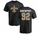 New Orleans Saints #92 Marcus Davenport Black Name & Number Logo T-Shirt