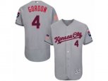 Kansas City Royals #4 Alex Gordon Authentic Grey Fashion Stars & Stripes Flex Base MLB Jersey