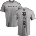 Los Angeles Kings #32 Kelly Hrudey Ash Backer T-Shirt