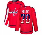 Washington Capitals #70 Braden Holtby Authentic Red USA Flag Fashion NHL Jersey