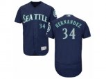 Seattle Mariners #34 Felix Hernandez Navy Blue Flexbase Authentic Collection MLB Jersey