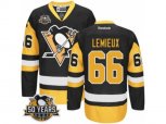 Reebok Pittsburgh Penguins #66 Mario Lemieux Authentic Black Gold Third 50th Anniversary Patch NHL Jersey