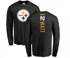 Pittsburgh Steelers #90 T. J. Watt Black Backer Long Sleeve T-Shirt