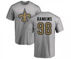 New Orleans Saints #98 Sheldon Rankins Ash Name & Number Logo T-Shirt