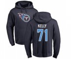 Tennessee Titans #71 Dennis Kelly Navy Blue Name & Number Logo Pullover Hoodie