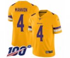 Minnesota Vikings #4 Sean Mannion Limited Gold Inverted Legend 100th Season Football Jersey