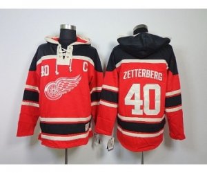 Detroit Red Wings #40 Henrik Zetterberg Red Pullover Hooded