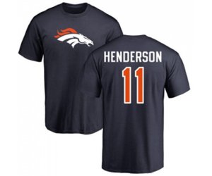 Denver Broncos #11 Carlos Henderson Navy Blue Name & Number Logo T-Shirt