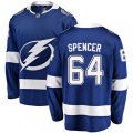 Tampa Bay Lightning #64 Matthew Spencer Fanatics Branded Blue Home Breakaway NHL Jersey