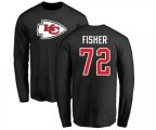 Kansas City Chiefs #72 Eric Fisher Black Name & Number Logo Long Sleeve T-Shirt