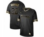 Seattle Mariners #22 Omar Narvaez Authentic Black Gold Fashion Baseball Jersey
