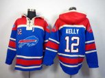 Buffalo Bills #12 jim kelly red-blue[pullover hooded sweatshirt]