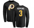 Washington Redskins #3 Dustin Hopkins Black Name & Number Logo Long Sleeve T-Shirt