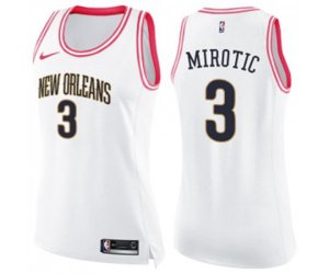 Women\'s New Orleans Pelicans #3 Nikola Mirotic Swingman White Pink Fashion Basketball Jersey