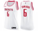 Women's Houston Rockets #6 Vincent Edwards Swingman White Pink Fashion Basketball Jersey