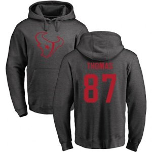 Houston Texans #87 Demaryius Thomas Ash One Color Pullover Hoodie