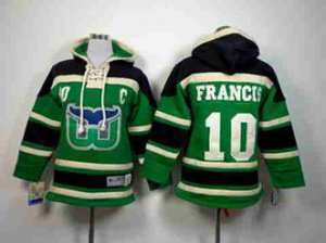 youth nhl jerseys hartford whalers #10 francis black-green[pullover hooded sweatshirt][patch C]