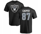 Oakland Raiders #87 Dave Casper Black Name & Number Logo T-Shirt