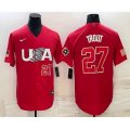 USA Baseball #27 Mike Trout Number 2023 Red World Classic Stitched Jersey1