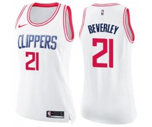 Women\'s Los Angeles Clippers #21 Patrick Beverley Swingman White Pink Fashion Basketball Jersey