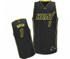 Miami Heat #1 Chris Bosh Authentic Black Electricity Fashion Basketball Jersey