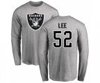 Oakland Raiders #52 Marquel Lee Ash Name & Number Logo Long Sleeve T-Shirt