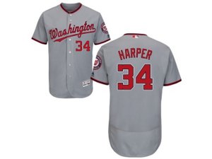 Washington Nationals #34 Bryce Harper Grey Flexbase Authentic Collection MLB Jersey