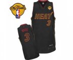 Miami Heat #3 Dwyane Wade Authentic Black Carbon Fiber Fashion Finals Patch Basketball Jersey