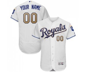 Kansas City Royals Customized White Home Flex Base Authentic Baseball Jersey