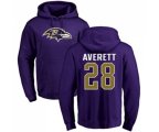 Baltimore Ravens #28 Anthony Averett Purple Name & Number Logo Pullover Hoodie