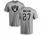 Oakland Raiders #27 Trayvon Mullen Ash Name & Number Logo T-Shirt