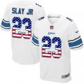 Detroit Lions #23 Darius Slay Jr Elite White Road USA Flag Fashion NFL Jersey