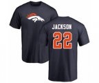 Denver Broncos #22 Kareem Jackson Navy Blue Name & Number Logo T-Shirt