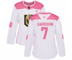 Women Vegas Golden Knights #7 Jason Garrison Authentic White Pink Fashion NHL Jersey