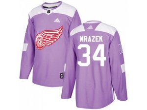 Detroit Red Wings #34 Petr Mrazek Purple Authentic Fights Cancer Stitched NHL Jersey