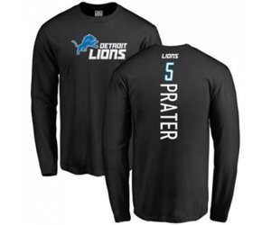 Detroit Lions #5 Matt Prater Black Backer Long Sleeve T-Shirt