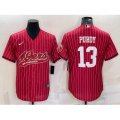 San Francisco 49ers #13 Brock Purdy Red Pinstripe With Patch Cool Base Stitched Baseball Jersey