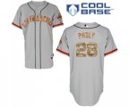 San Francisco Giants #28 Buster Posey Authentic Grey USMC Cool Base Baseball Jersey