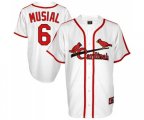 St. Louis Cardinals #6 Stan Musial Authentic White Cooperstown Throwback Baseball Jersey