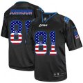 Detroit Lions #81 Calvin Johnson Elite Black USA Flag Fashion NFL Jersey