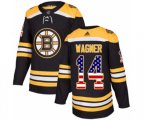 Adidas Boston Bruins #14 Chris Wagner Authentic Black USA Flag Fashion NHL Jersey