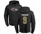 Baltimore Ravens #9 Justin Tucker Black Name & Number Logo Pullover Hoodie