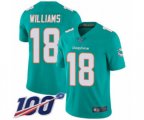Miami Dolphins #18 Preston Williams Aqua Green Team Color Vapor Untouchable Limited Player 100th Season Football Jersey