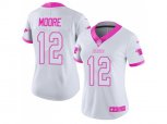 Women Carolina Panthers #12 DJ Moore White Pink Stitched NFL Limited Rush Fashion Jersey