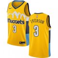 Denver Nuggets #3 Allen Iverson Authentic Gold Alternate NBA Jersey Statement Edition