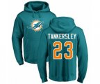 Miami Dolphins #23 Cordrea Tankersley Aqua Green Name & Number Logo Pullover Hoodie