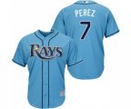 Tampa Bay Rays #7 Michael Perez Replica Light Blue Alternate 2 Cool Base Baseball Jersey