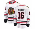 Chicago Blackhawks #16 Marcus Kruger Authentic White Away Fanatics Branded Breakaway NHL Jersey