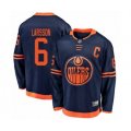 Edmonton Oilers #6 Adam Larsson Authentic Navy Blue Alternate Fanatics Branded Breakaway Hockey Jersey