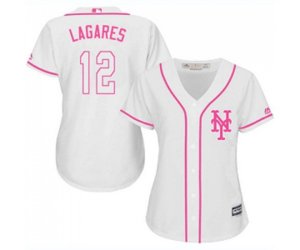 Women\'s New York Mets #12 Juan Lagares Authentic White Fashion Cool Base Baseball Jersey